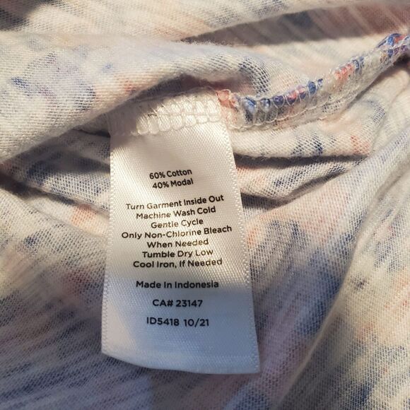 Talbots Size 3X Button Detail Bateau Blue Coral Floral Cotton Modal Top Spring - Picture 5 of 7